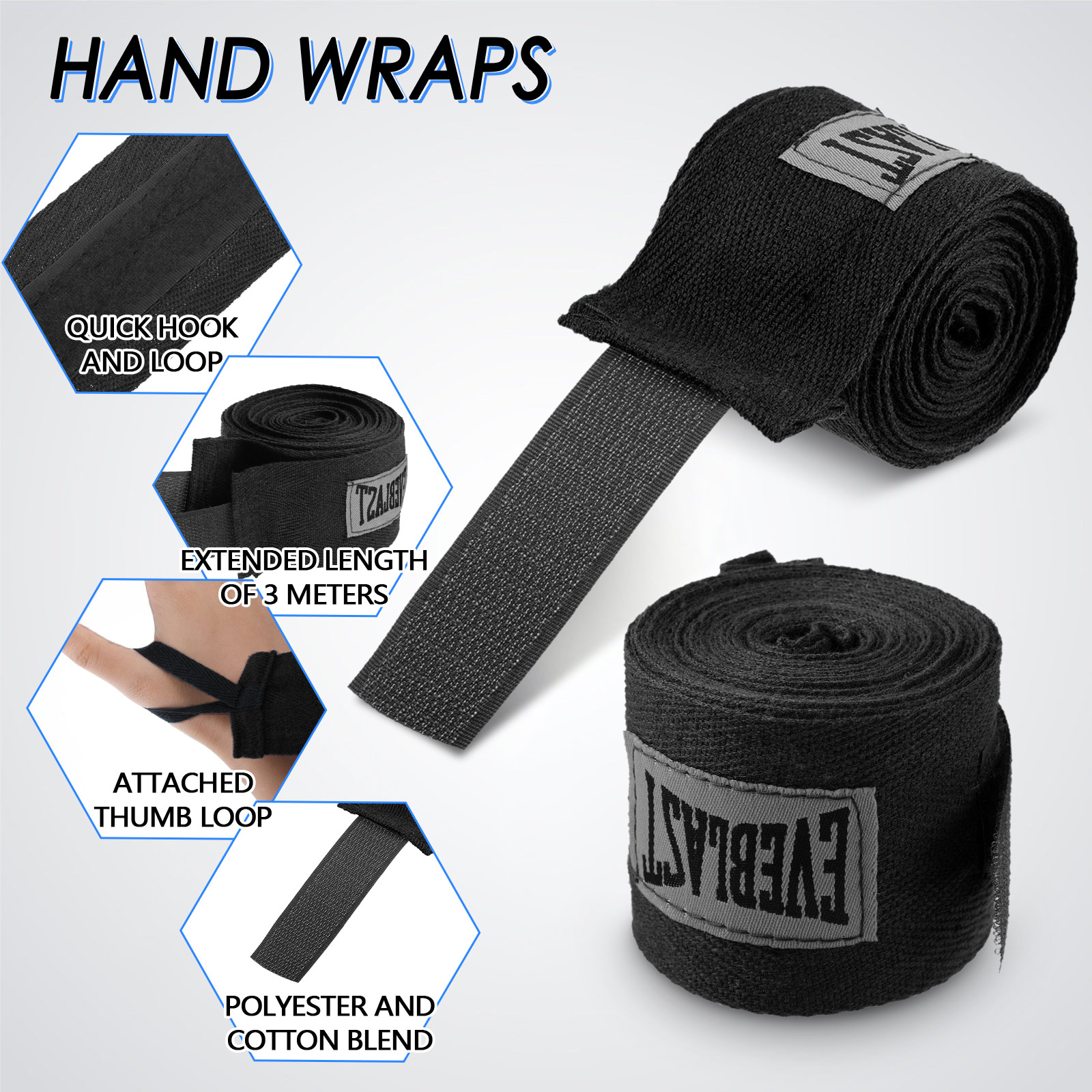 Wrist Wraps Fitness - Bawełniane bandaże bokserskie Miękkie i elastyczne