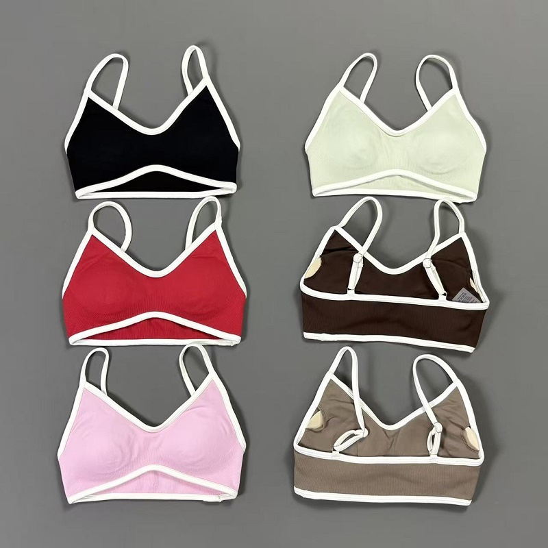 Yoga Mat For Fitness - Damski biustonosz sportowy z kontrastowymi liniami,