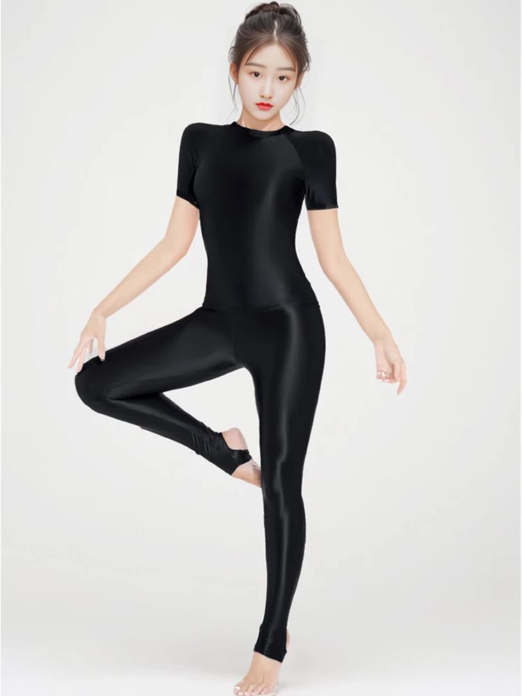 Yoga Fitness Fit Club - M-XL błyszcząca, błyszcząca elastyczna koszulka z