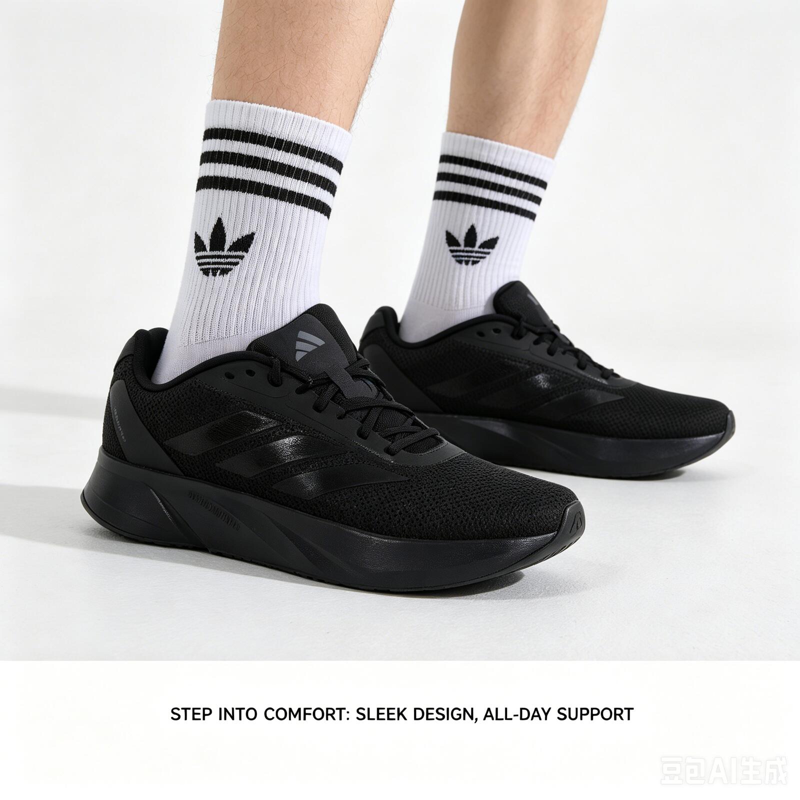 Adidas Shoes Duramo Sl - adidas Czarne Białe Trzy Paski Oddychające