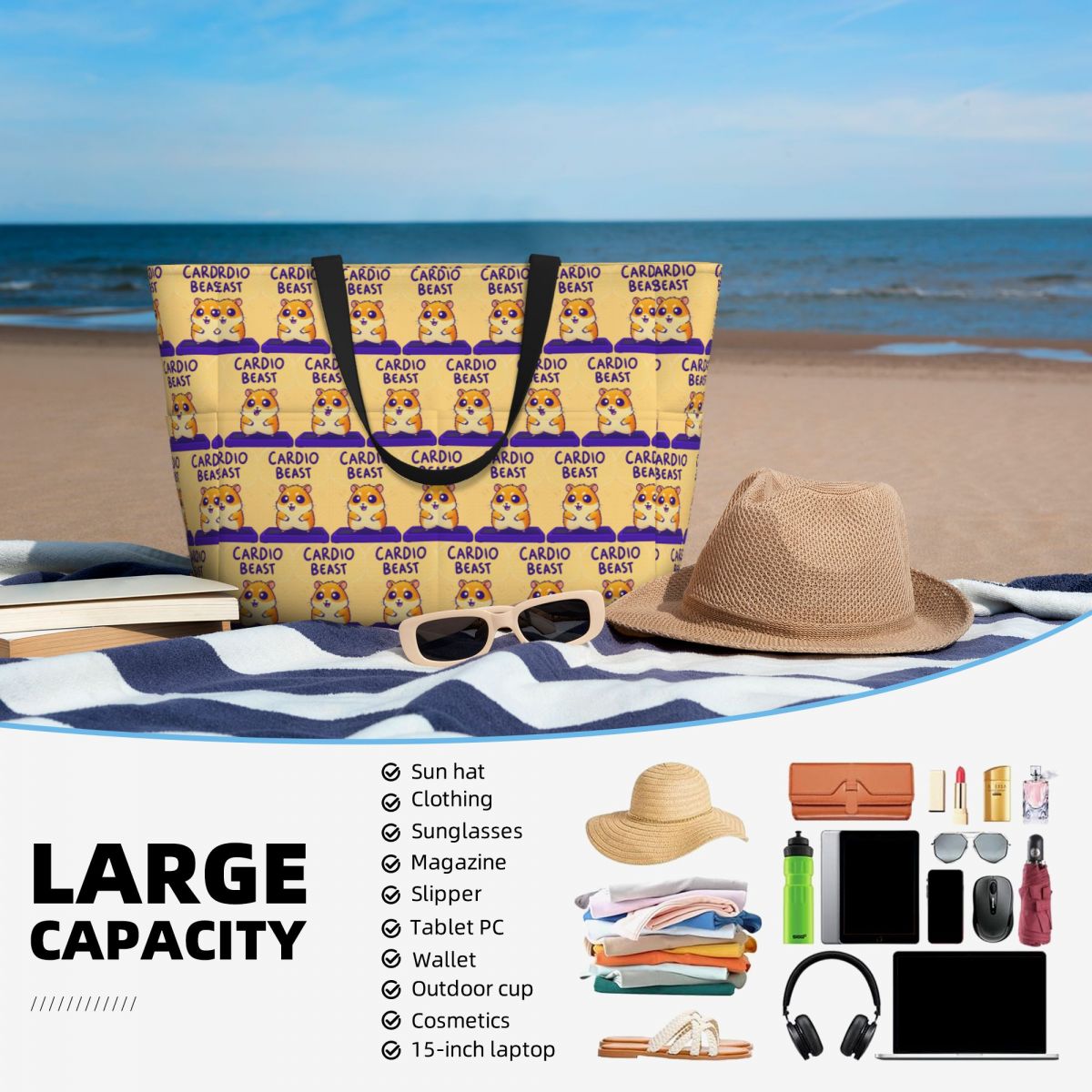 Torba na plażę z naklejkami Ca – Yoga Fitness Tote recenzja i cena